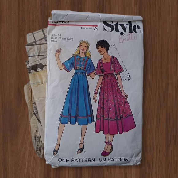 Other - 70s High Waisted Boho Dress in Two Lengths 14 Bust 36" (92 cm) 1943-F Vintage